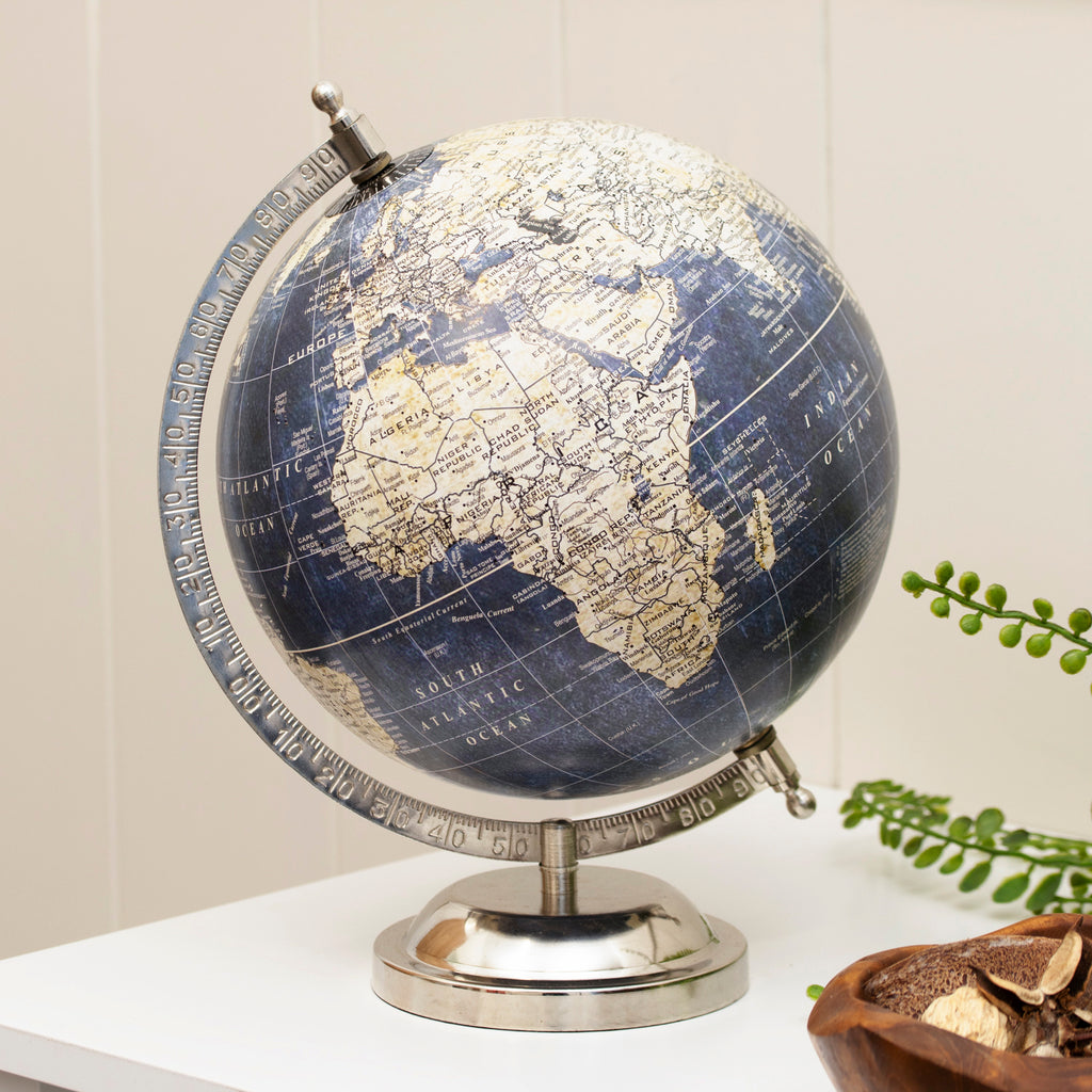 Blue And Silver Globe On Metal Stand