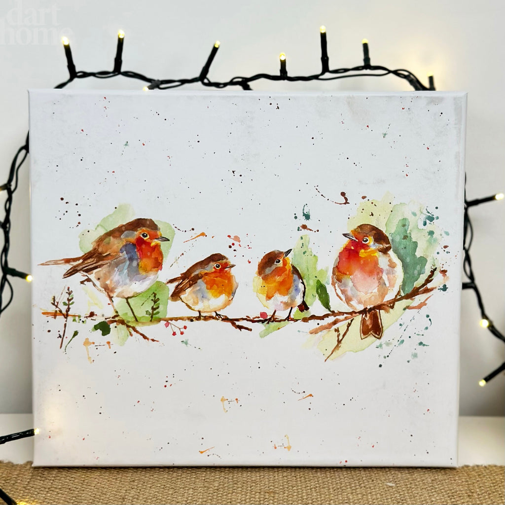 Set Of 4 Winter Robins Mugs Giftboxed