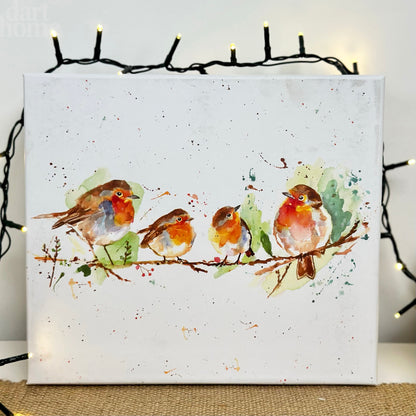 Set mit 4 Winter Robins-Tassen in Geschenkbox