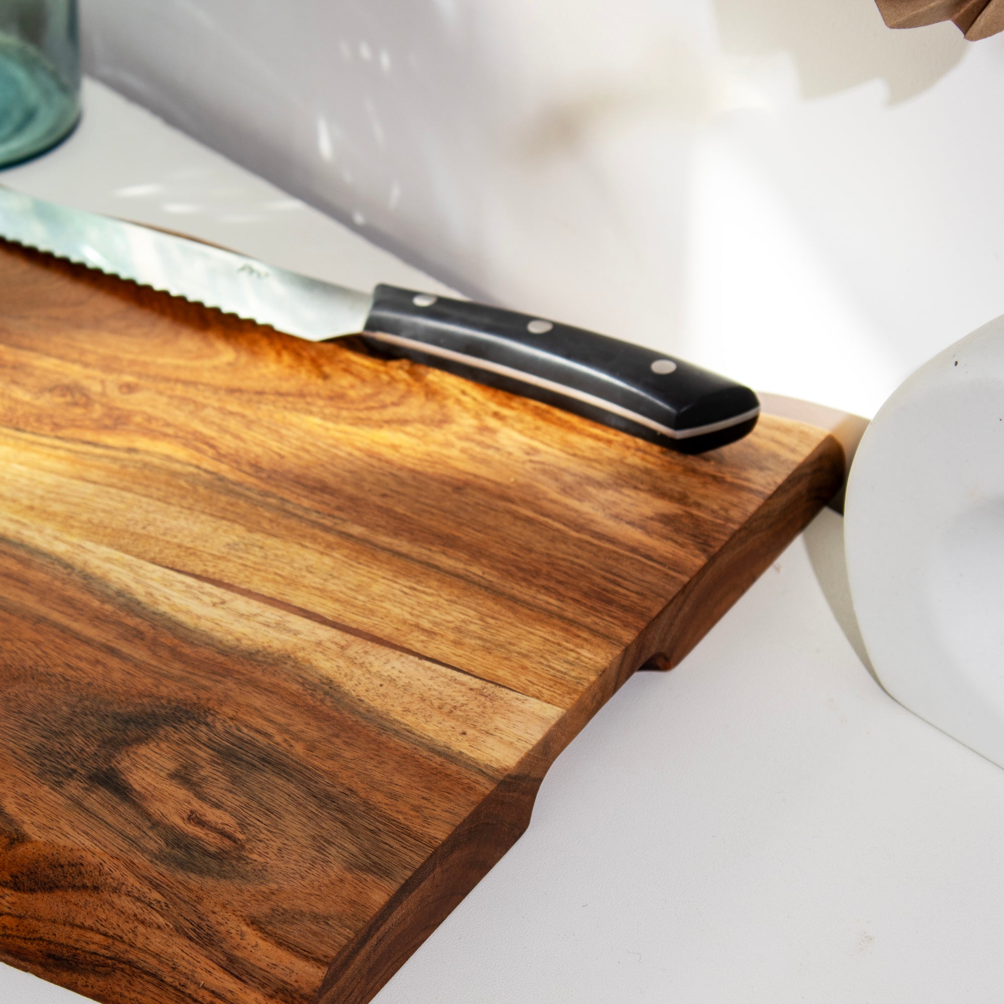 Thick Acacia Wood Handled Serving Board