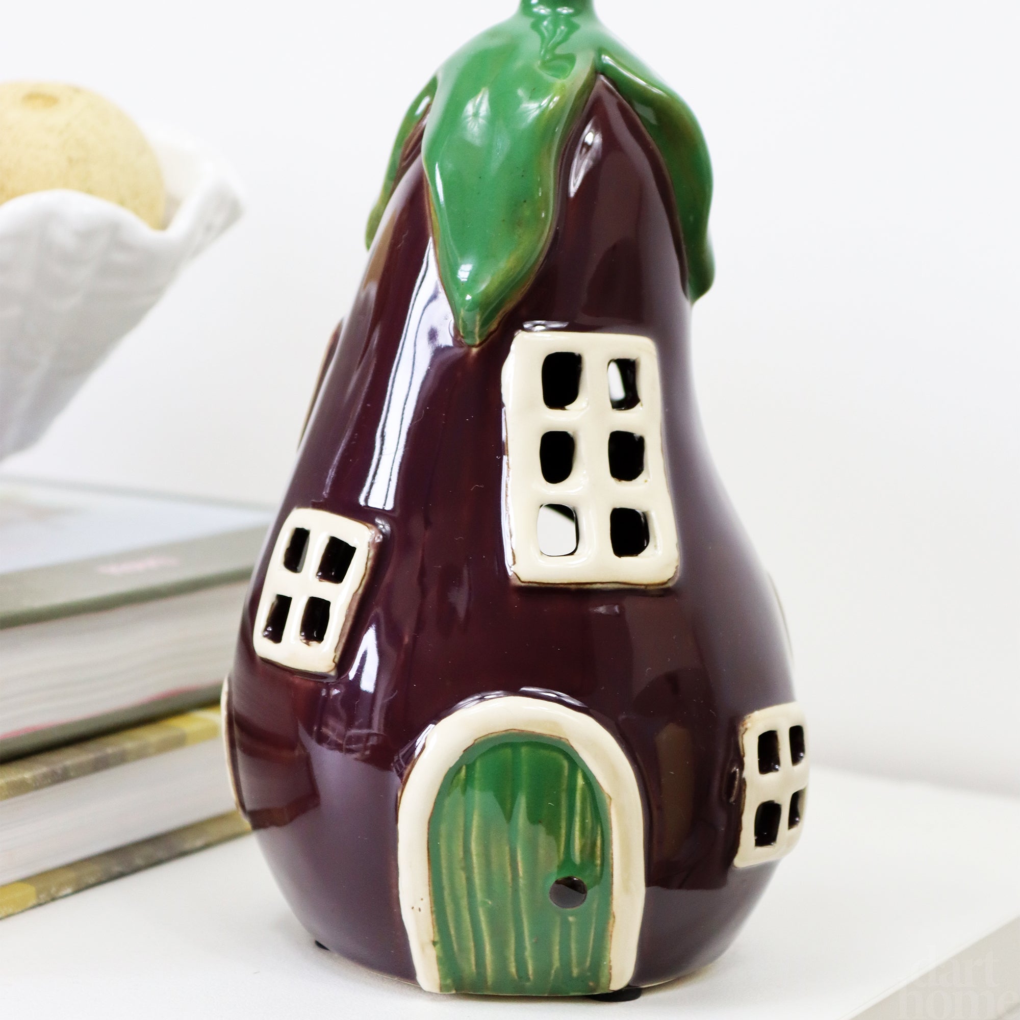 Purple Aubergine House Tea Light Holder