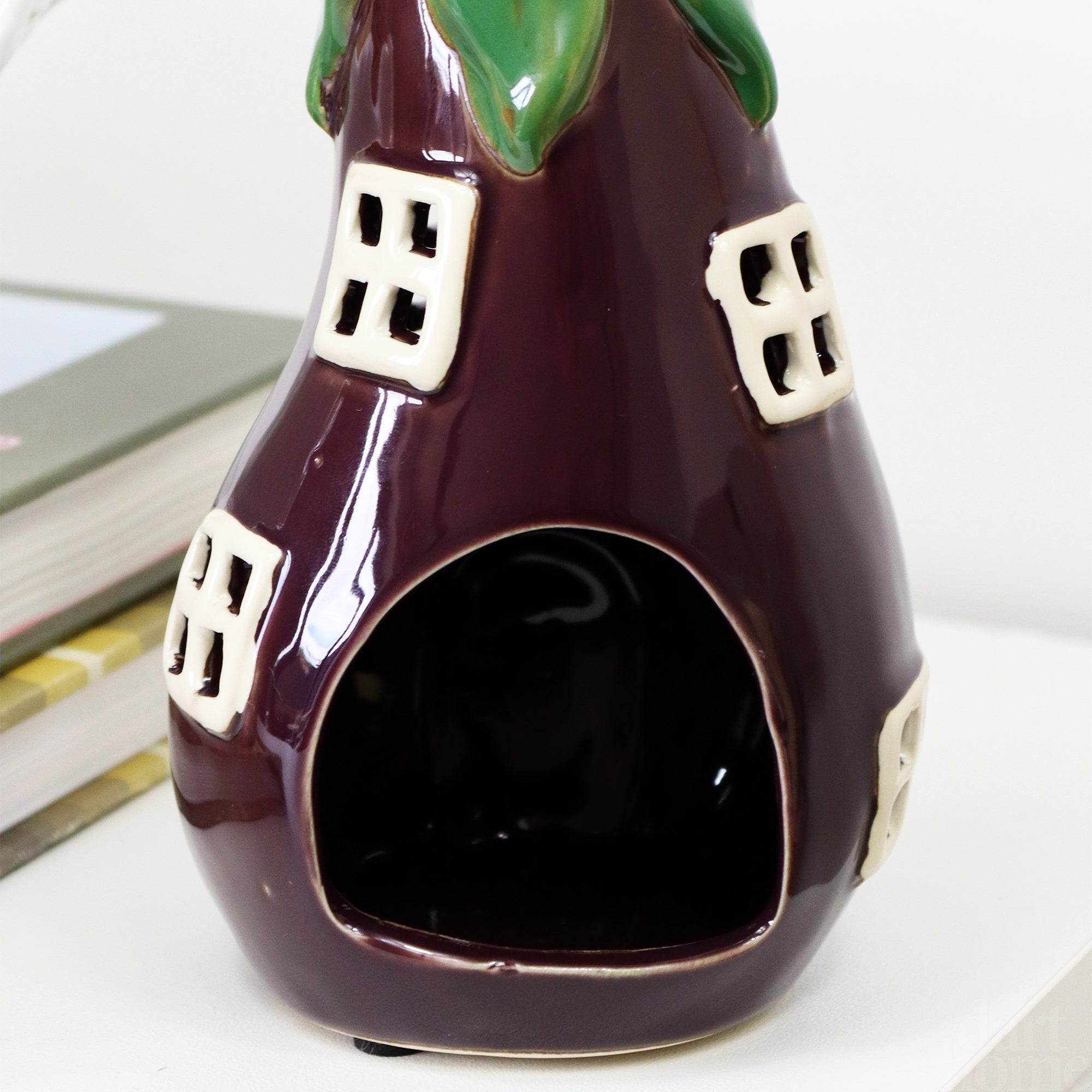 Purple Aubergine House Tea Light Holder