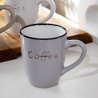 Set Of 4 Stoneware Coffee Script Mugs