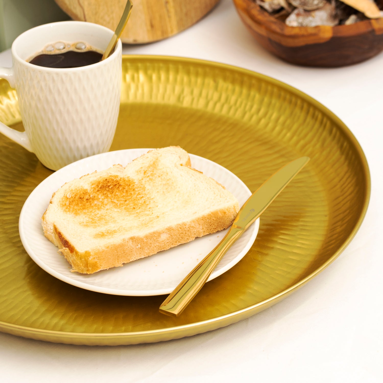 Gold Hammered Sunburst Metal Tray