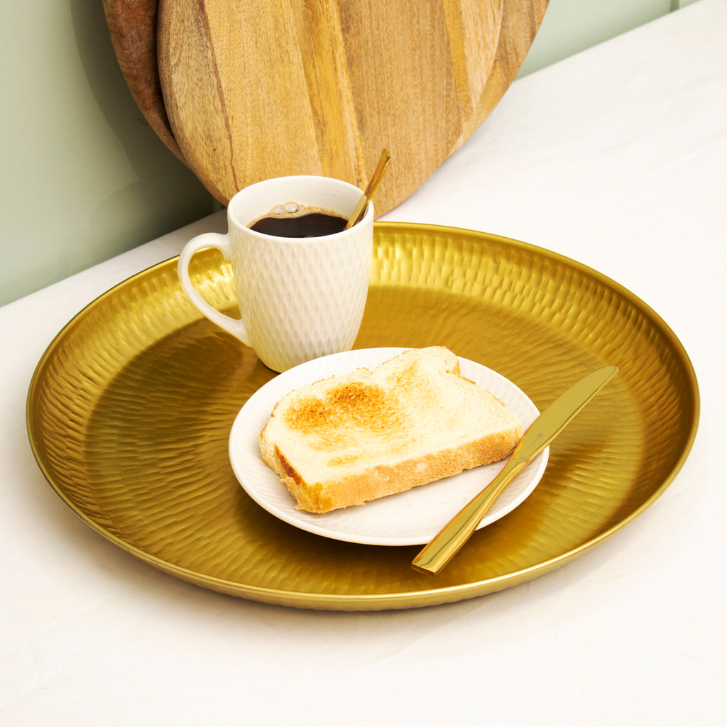 Gold Hammered Sunburst Metal Tray