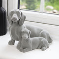 Grey Velvet Dachshund Pair Ornament