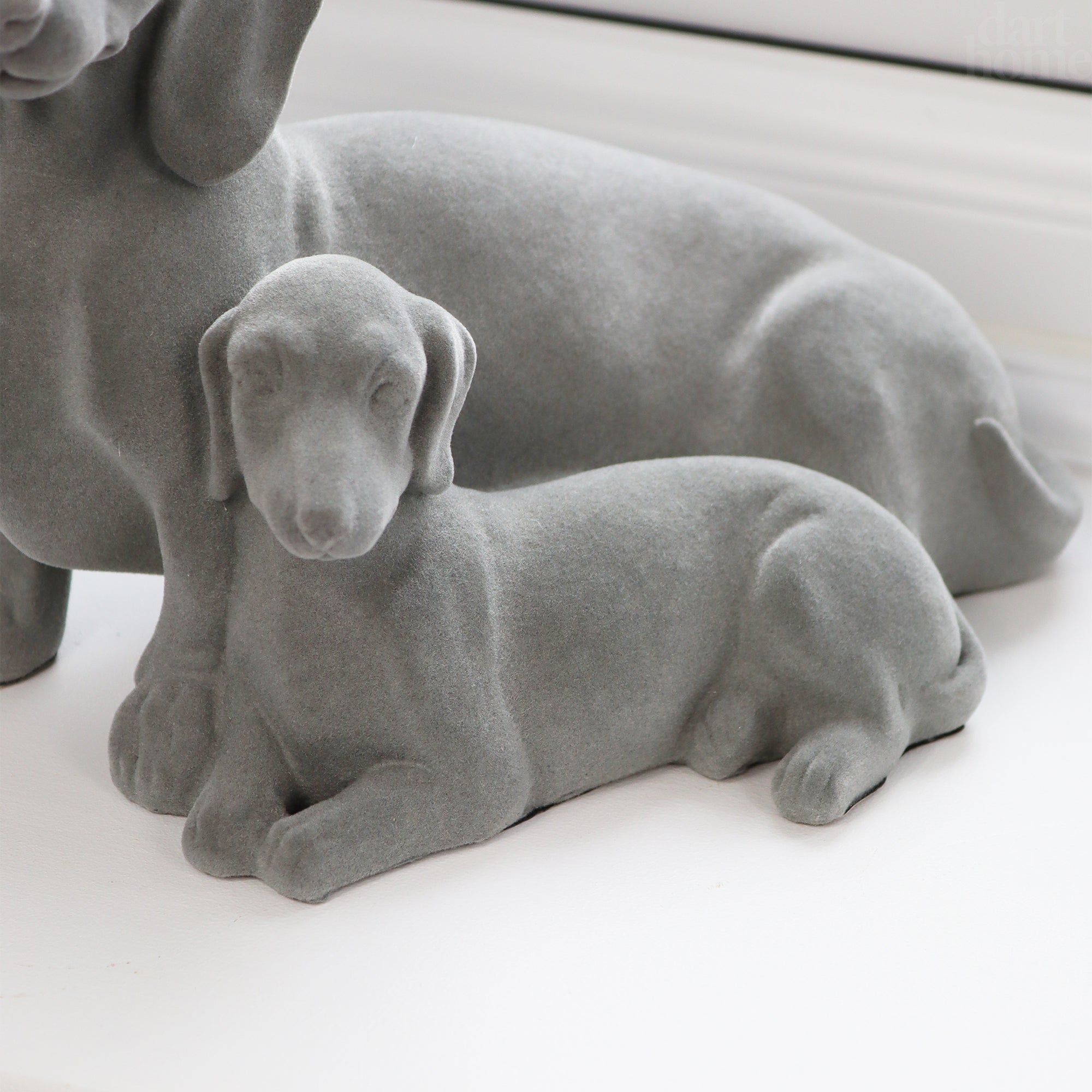 Grey Velvet Dachshund Pair Ornament