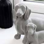 Grey Velvet Dachshund Pair Ornament