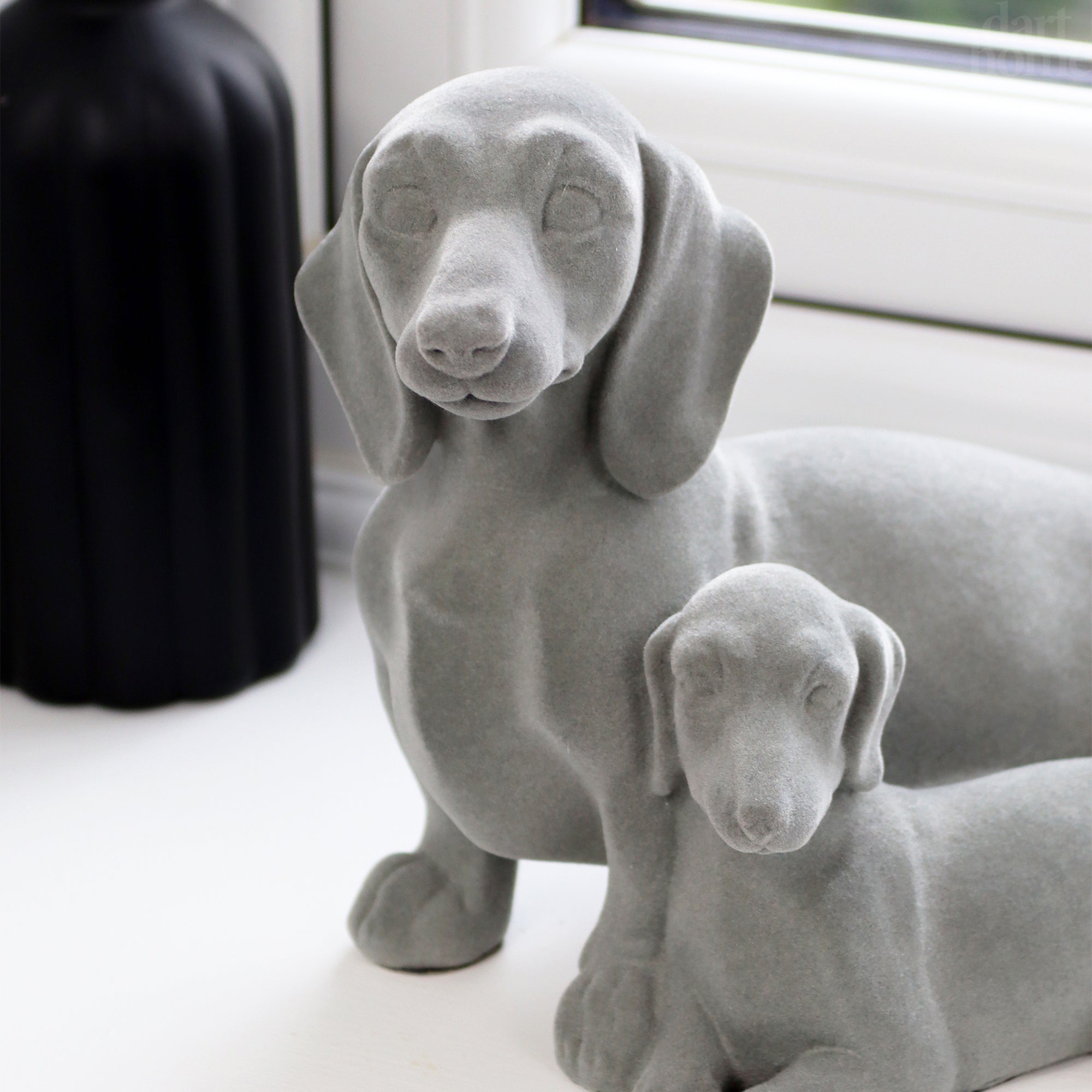 Grey Velvet Dachshund Pair Ornament