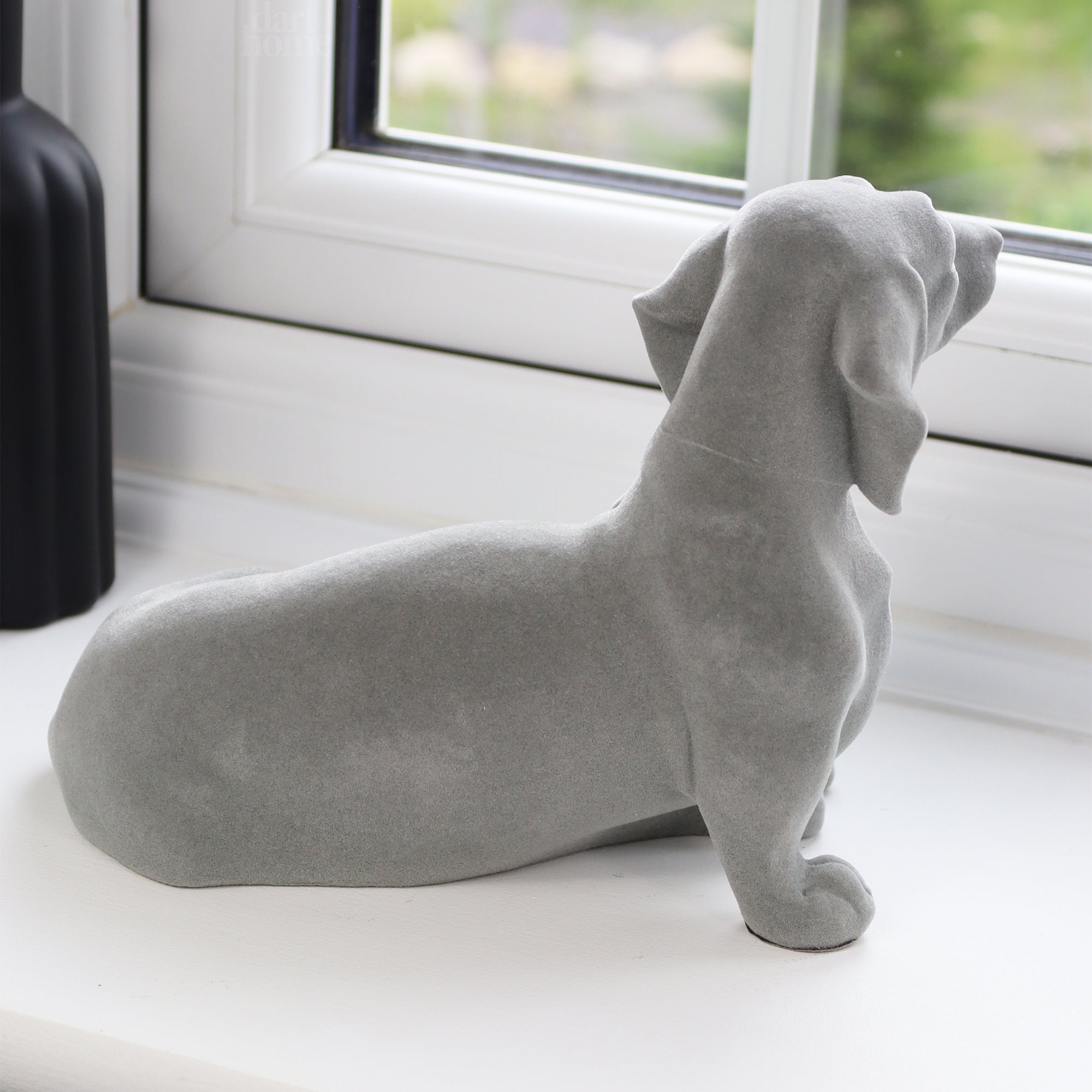 Grey Velvet Dachshund Pair Ornament