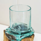 Molten Glass Pen Pot On Teak Root Stand