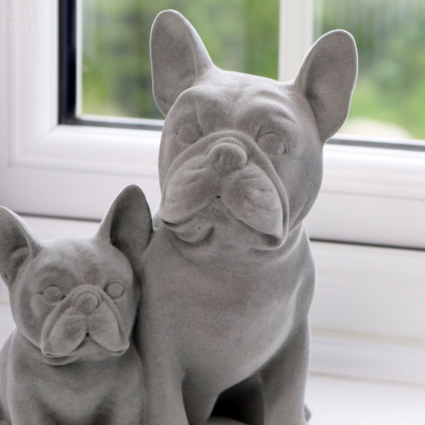 Grey Velvet French Bulldog Pair Ornament