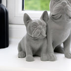 Grey Velvet French Bulldog Pair Ornament