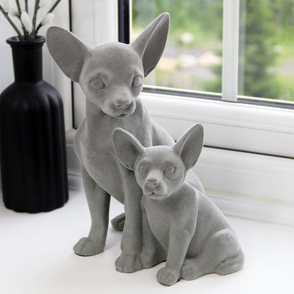 Grey Velvet Chihuahua Pair Ornament