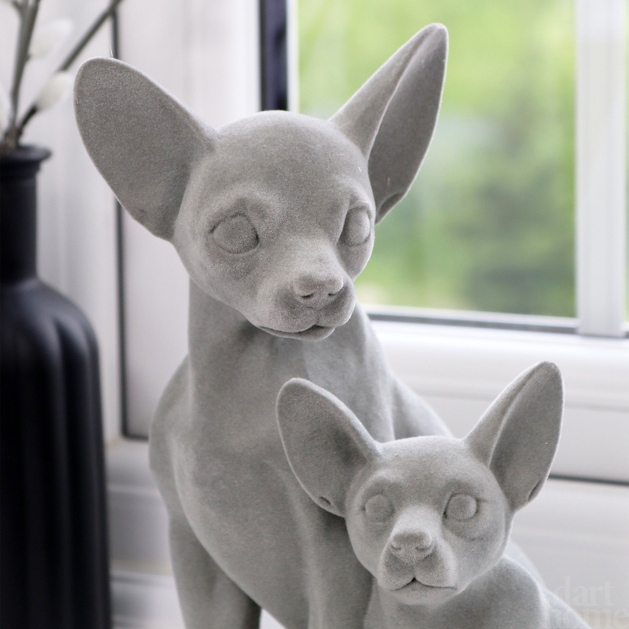Grey Velvet Chihuahua Pair Ornament
