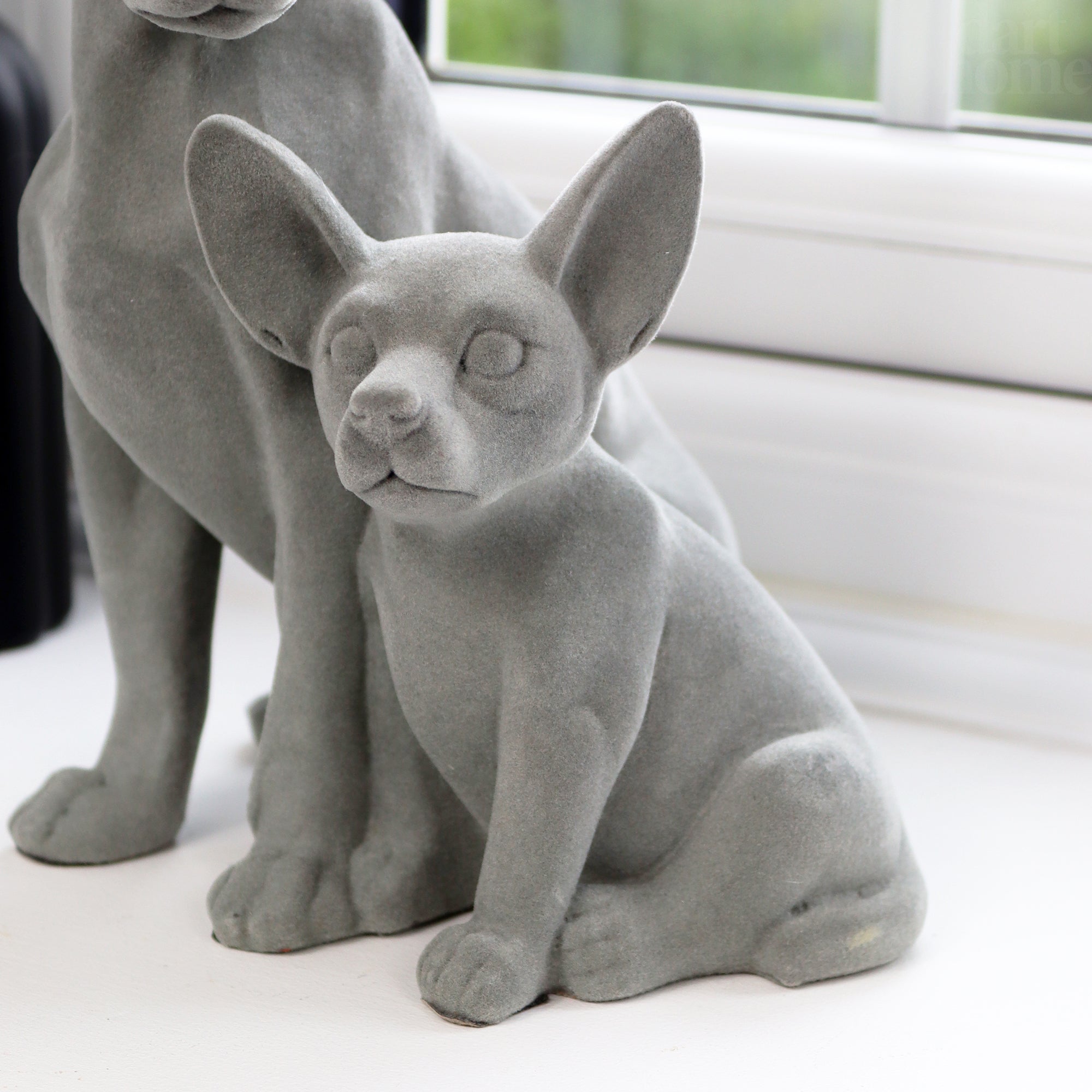 Grey Velvet Chihuahua Pair Ornament