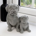 Grey Velvet Pug Pair Ornament