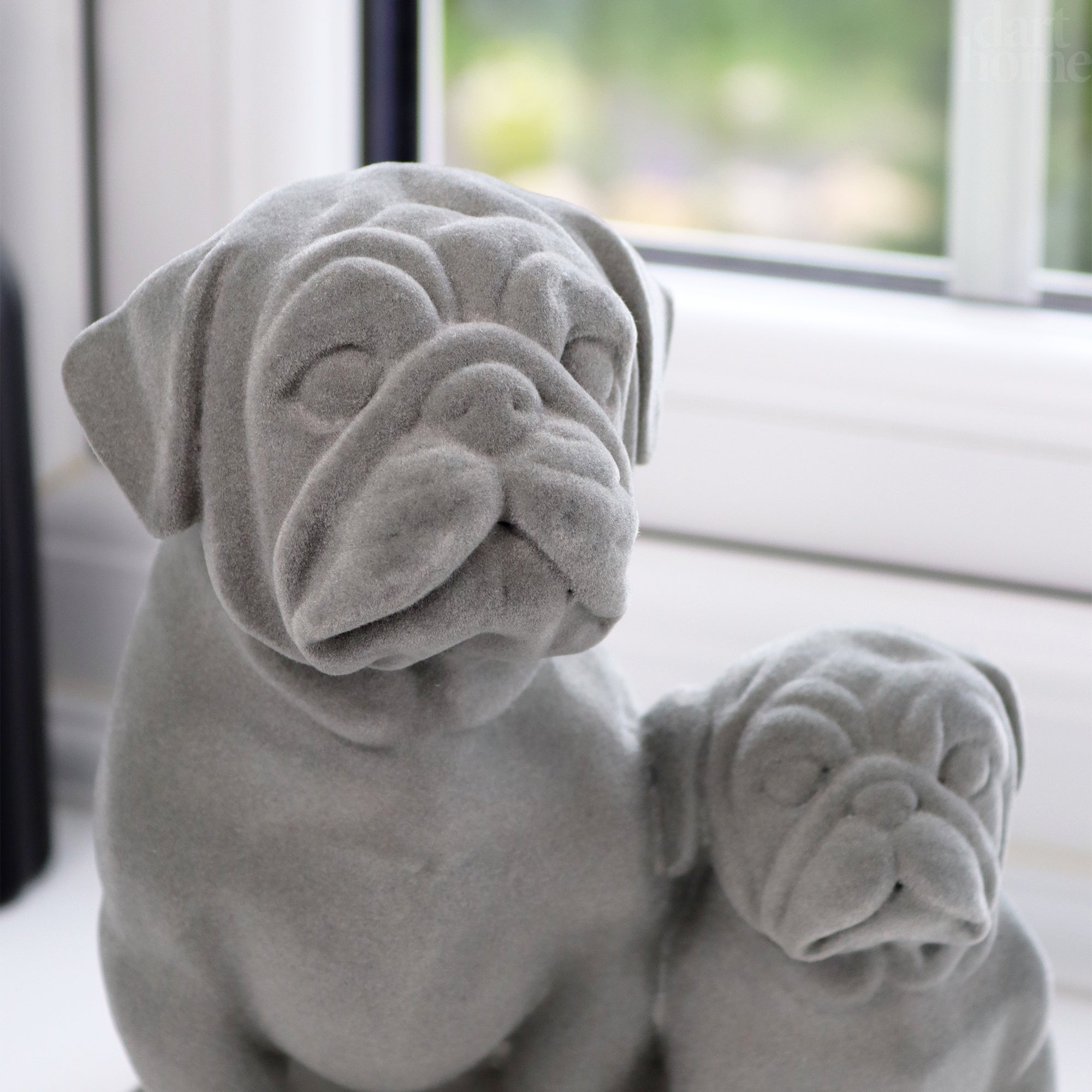 Grey Velvet Pug Pair Ornament