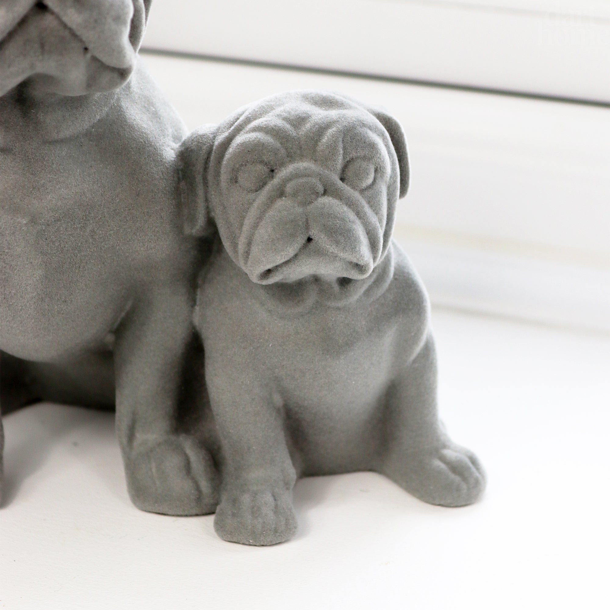 Grey Velvet Pug Pair Ornament