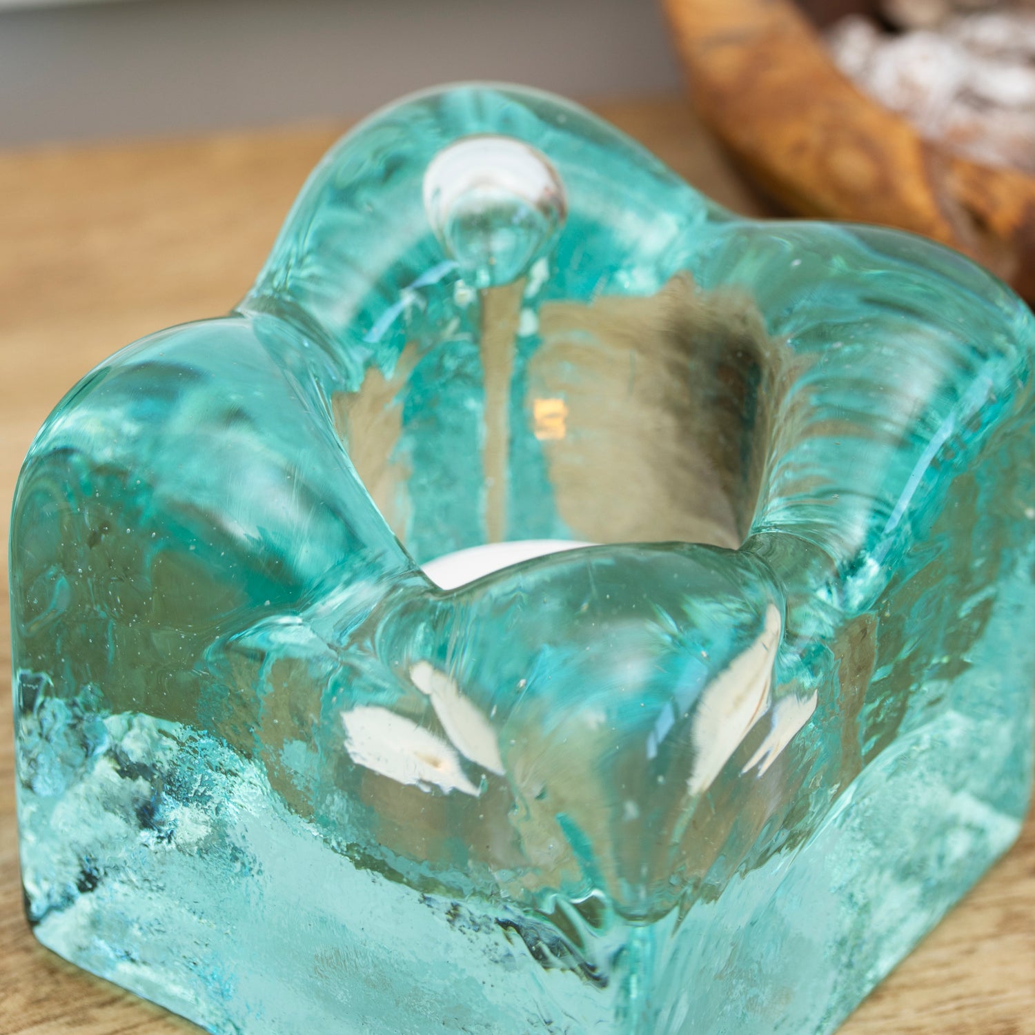 Set Of 2 Molten Glass Ice Cube Tea Light Holders