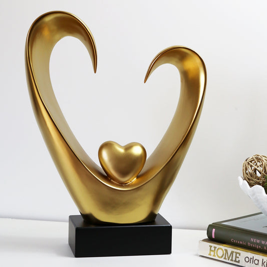 Gold Abstract Heart Sculpture