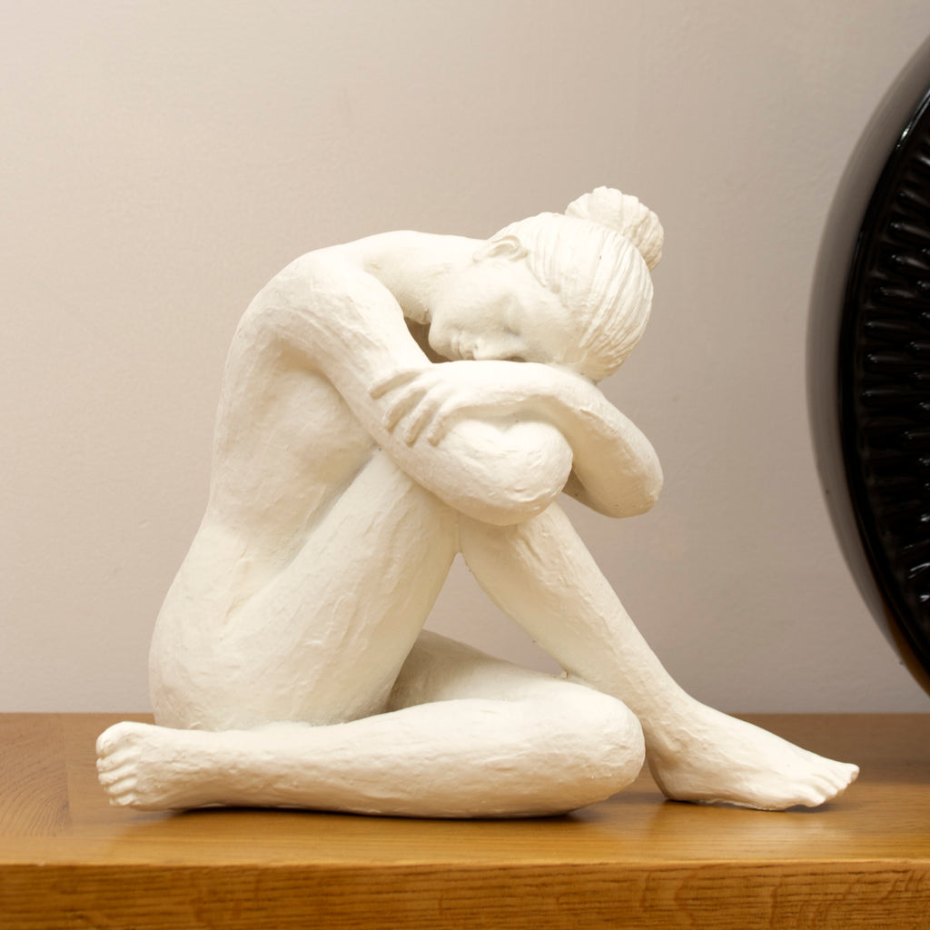 White Sitting Lady Sculpture