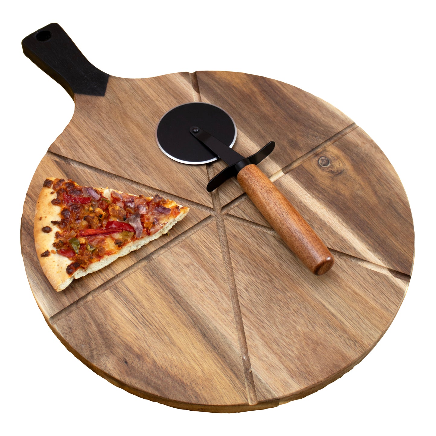 Acacia Wood Pizza Chopping Board With Cutter