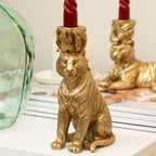 Sitting Gold Tiger Candlestick Holder