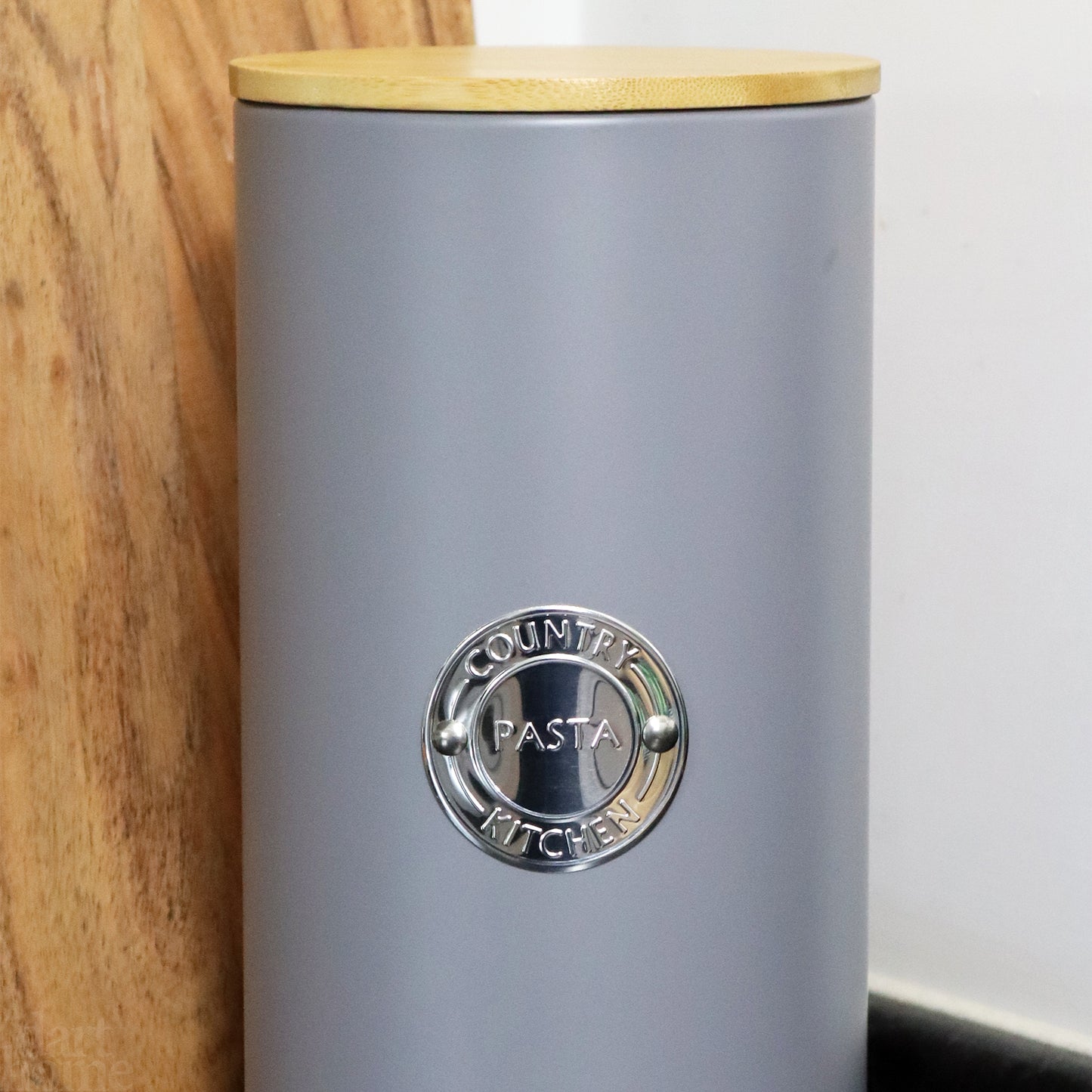 Grey Metal Pasta Storage Canister