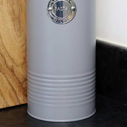 Grey Metal Pasta Storage Canister