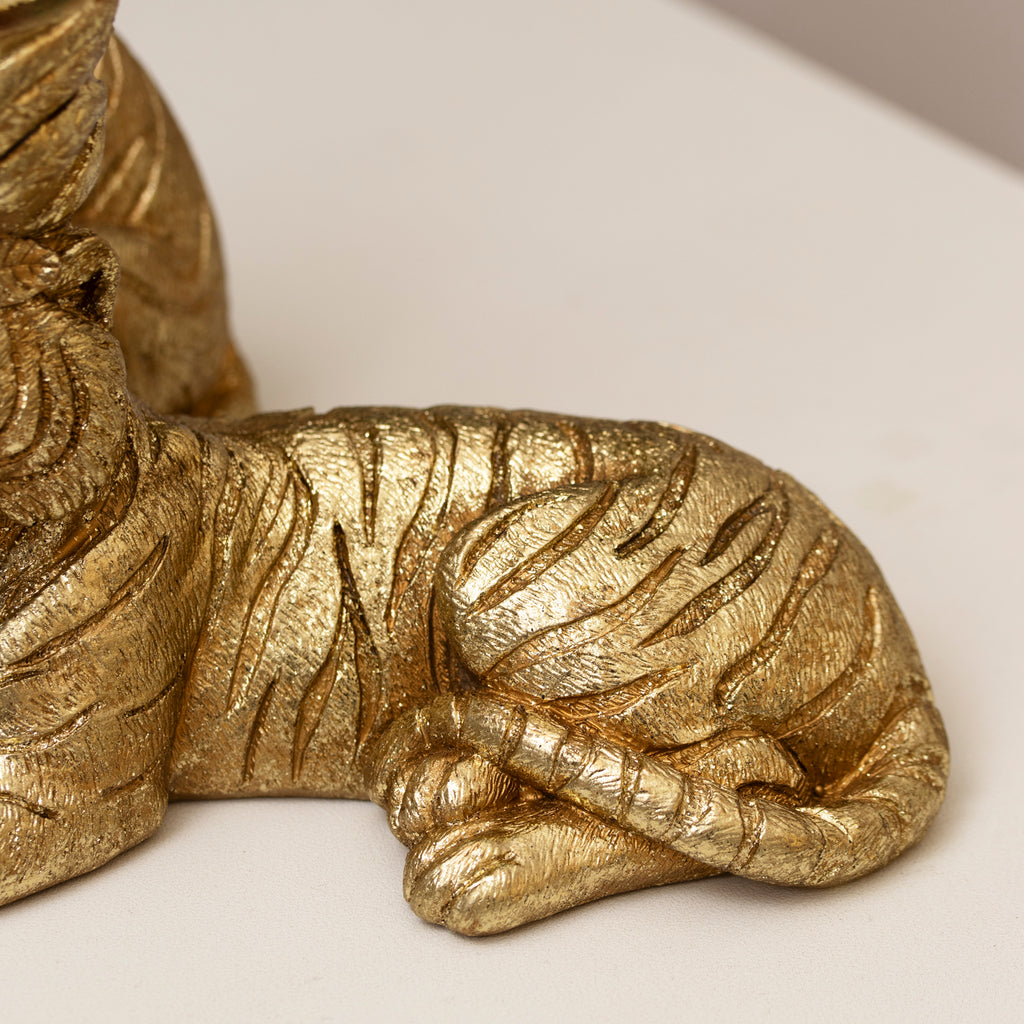 Laying Gold Tiger Candlestick Holder