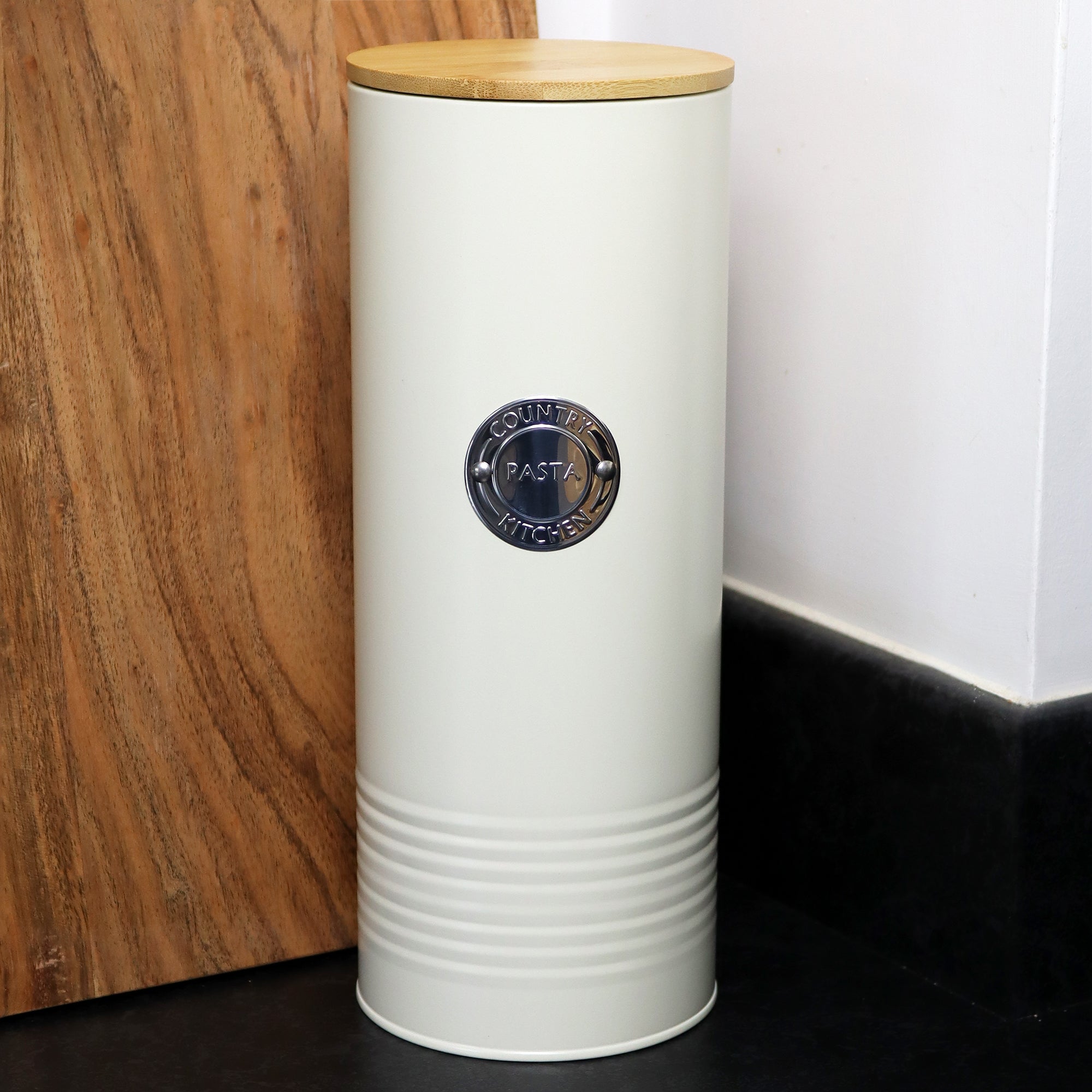 Cream Metal Pasta Storage Canister