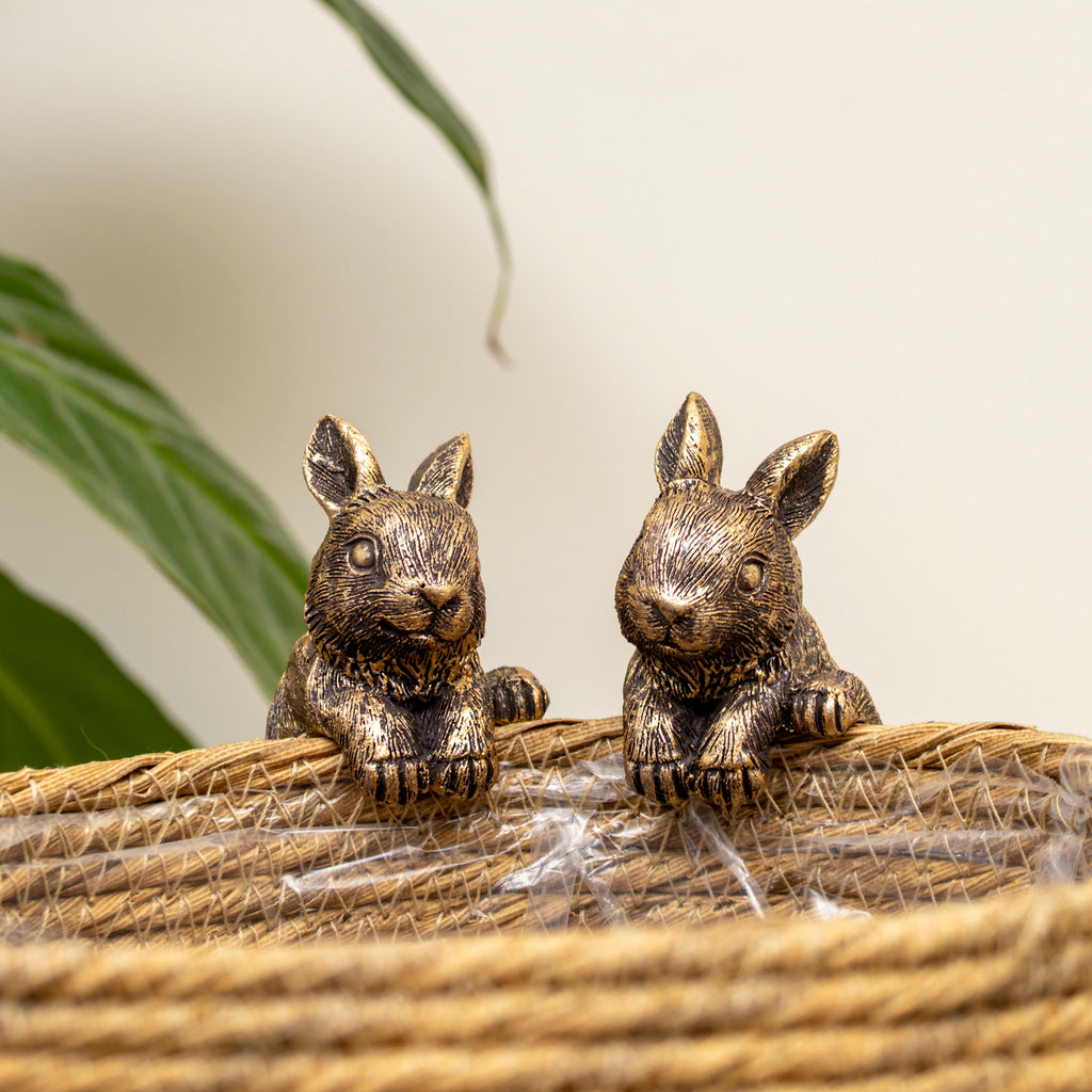 Set Of 2 Gold Rabbit Pot Hangers