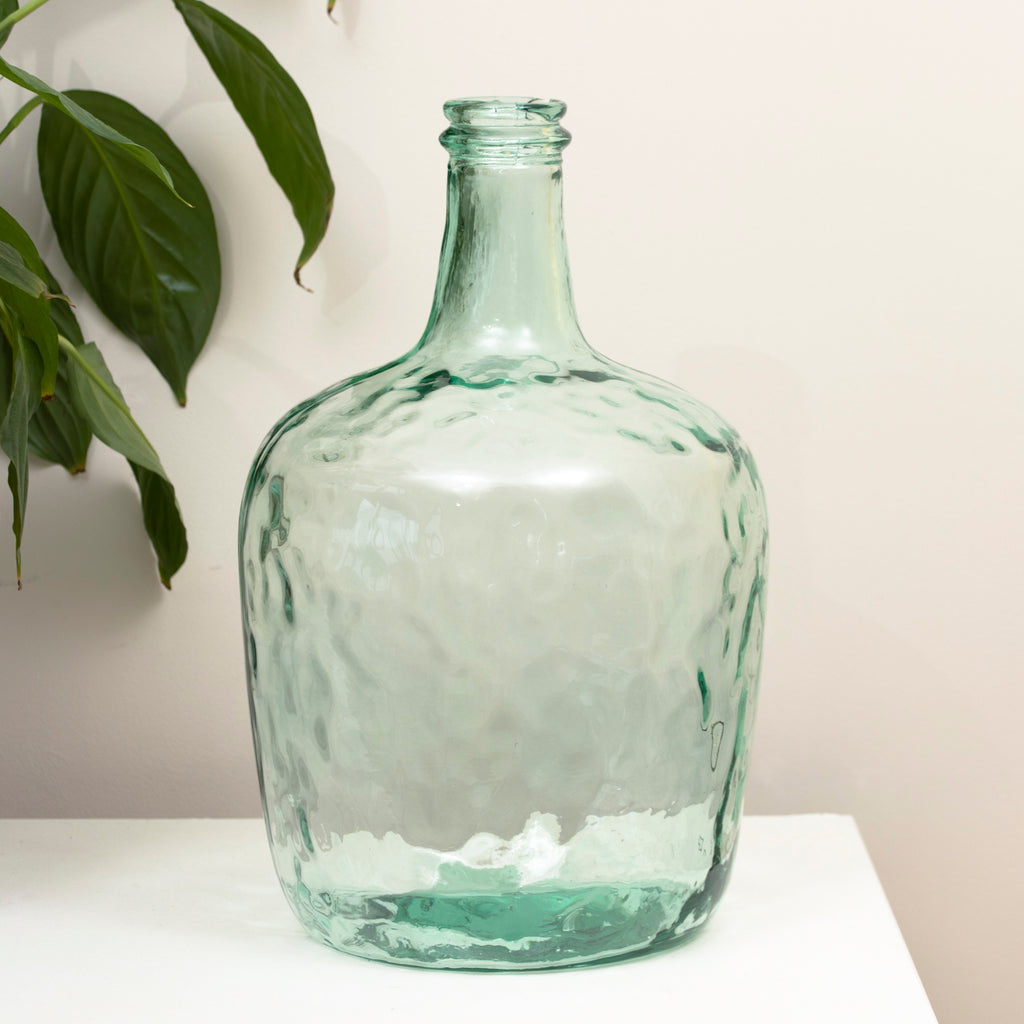 Extra Large Aqua Recycled Glass Bottle Vase