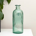 Recycled Glass Aqua Ribbed Bottle Vase