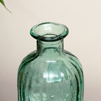 Recycled Glass Aqua Ribbed Bottle Vase