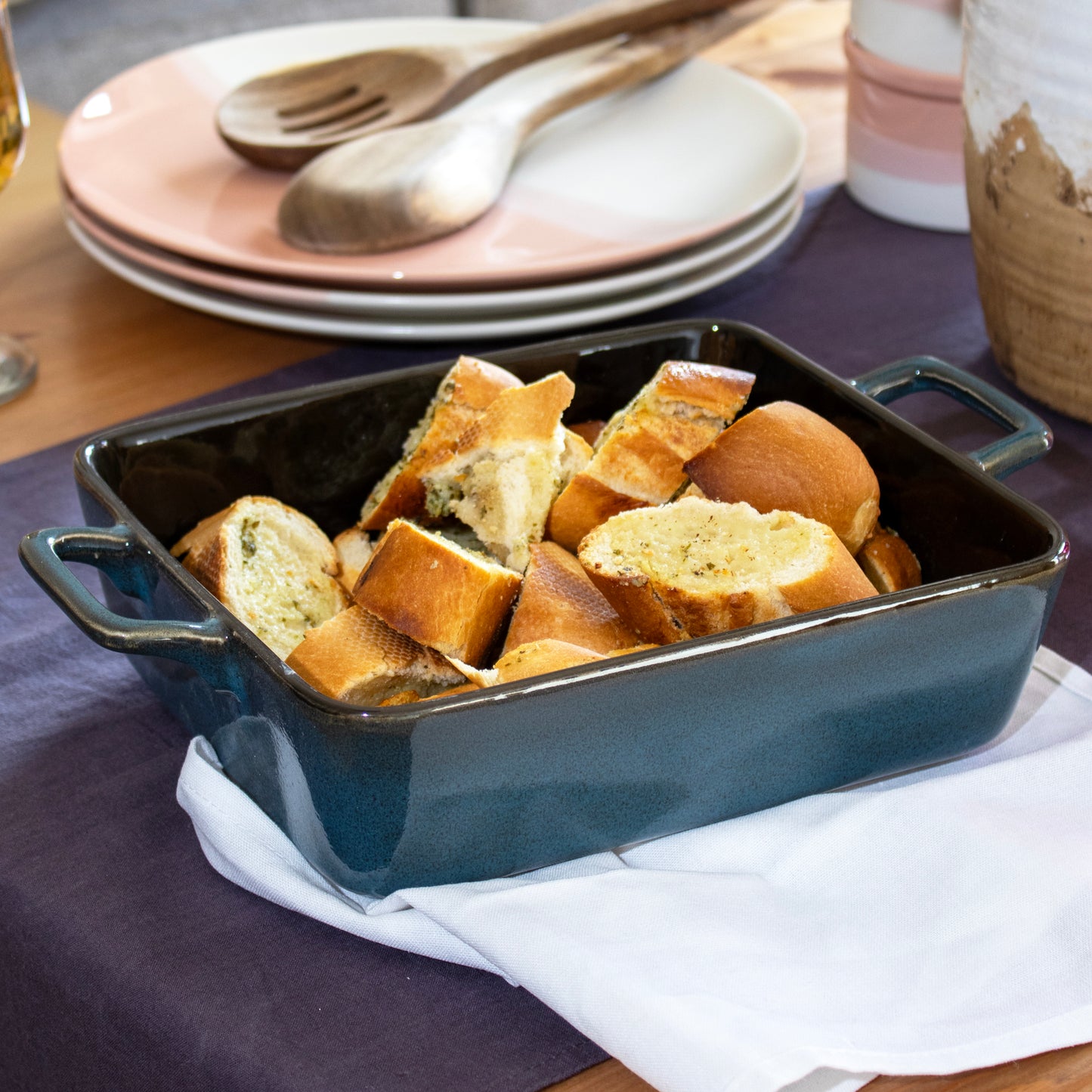 Rectangle Reactive Glaze Roaster, Navy