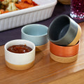 Set of 4 Two Tone Stoneware Dip Bowls