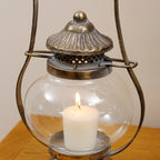 Antique Gold Metal Hurricane Lantern