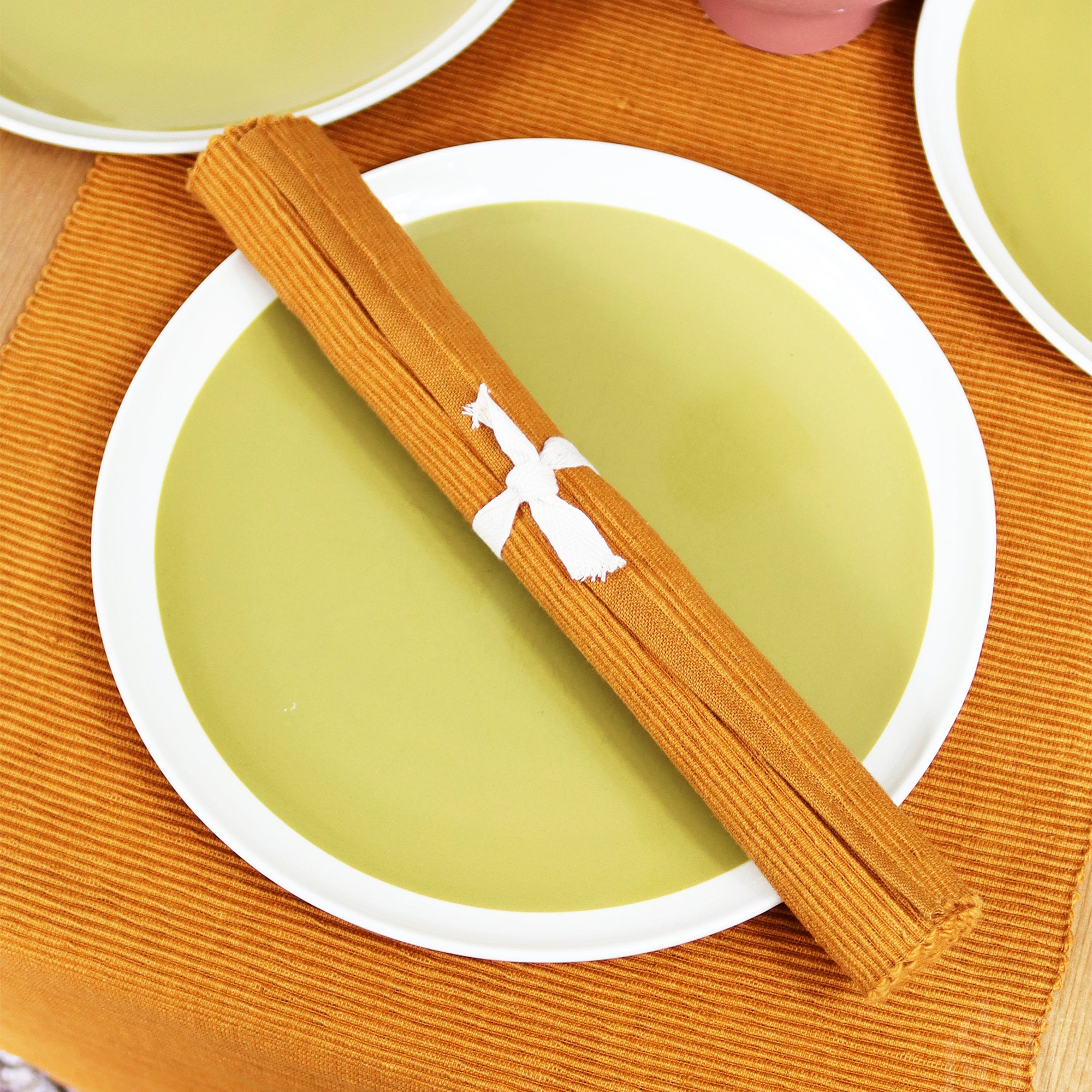 Orange Ribbed Cotton Placemats Set Of 4