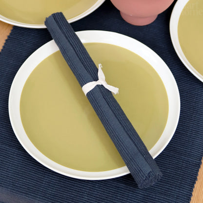 Navy Ribbed Cotton Placemats Set Of 4