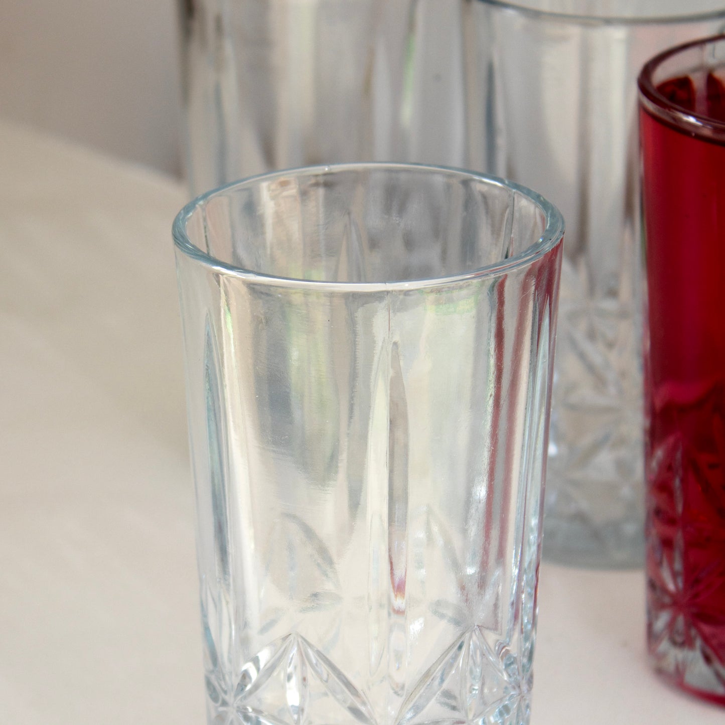 Set Of 4 Embossed Hi-Ball Tumbler Glasses