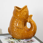 Mustard Reactive Glaze Small Fish Glug Jug