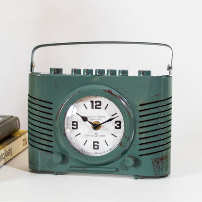 Green Vintage Radio Mantel Clock