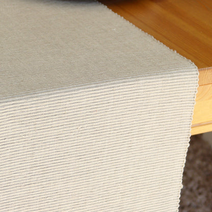 Grey Ribbed Cotton Table Runner