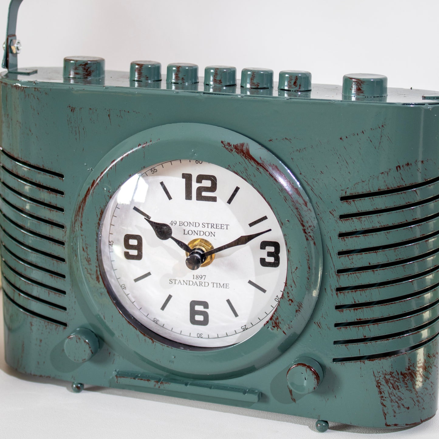 Green Vintage Radio Mantel Clock