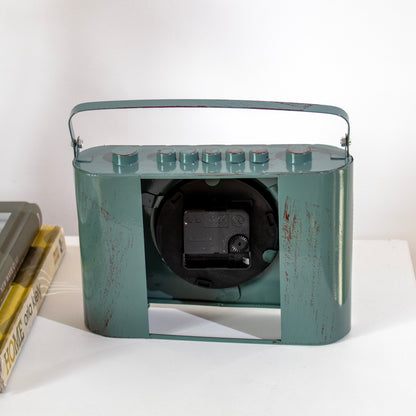 Green Vintage Radio Mantel Clock