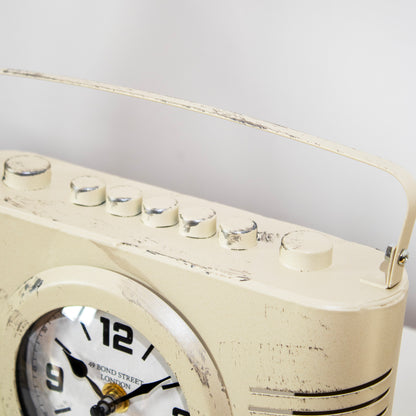 Cream Vintage Radio Mantel Clock