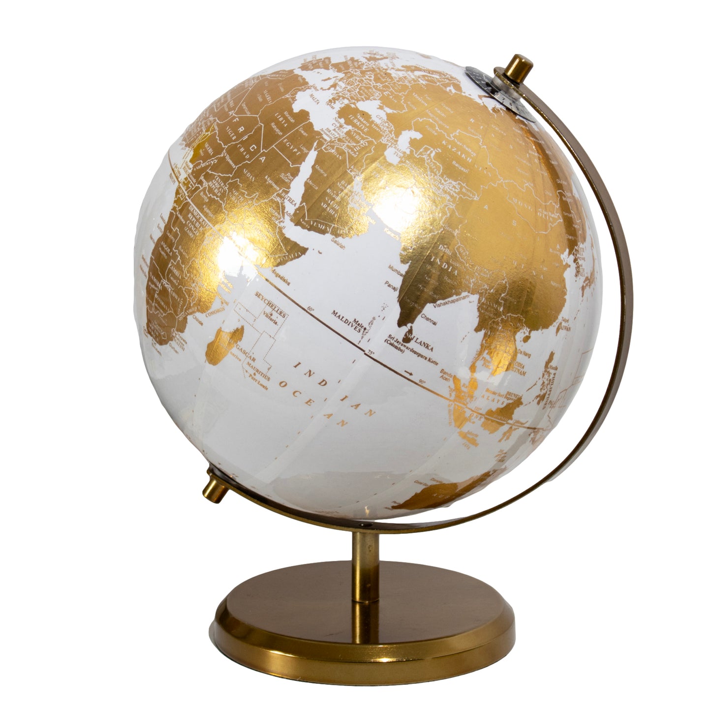 Glossy White & Gold Base Globe