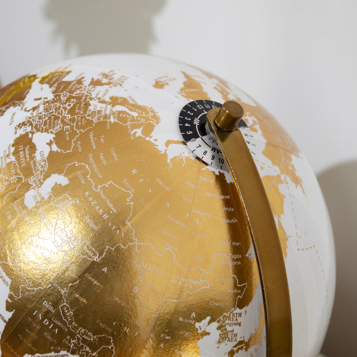 Glossy White & Gold Base Globe